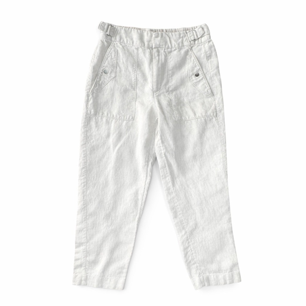 Athleta Women's Voyager 100% Linen High Rise Relaxed Ankle Pants Ivory Size 4 - Picture 4 of 7